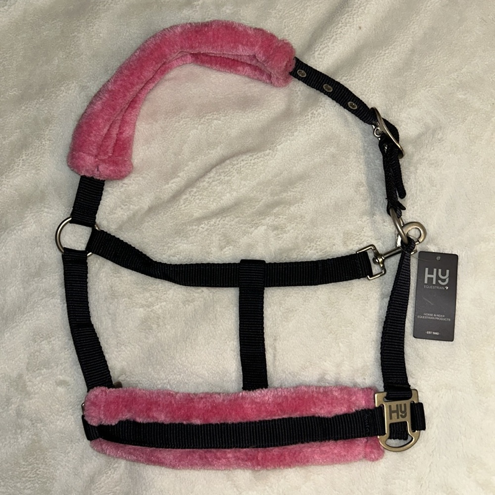 Hy Two Tone Faux Fur Halter / Navy/Pink